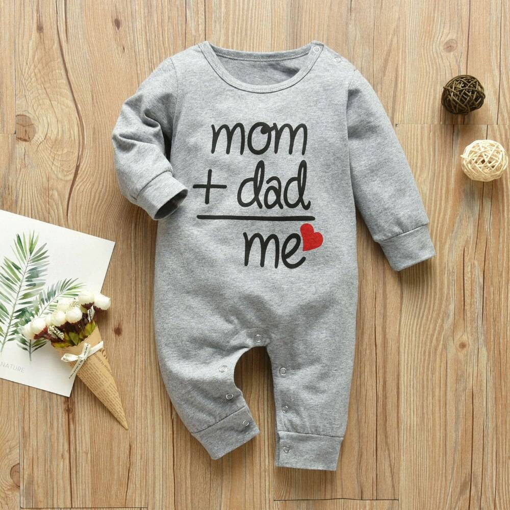 Mom+Dad=Me Baby's Gray Cotton Romper Mom+Dad=Me Baby's Gray Cotton Romper