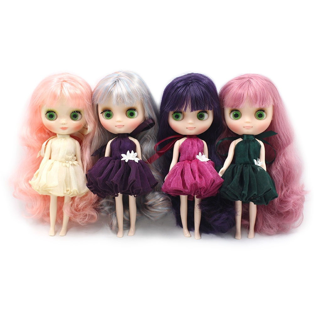 Colorful Hair Middle Blyth Doll with Frosted Face