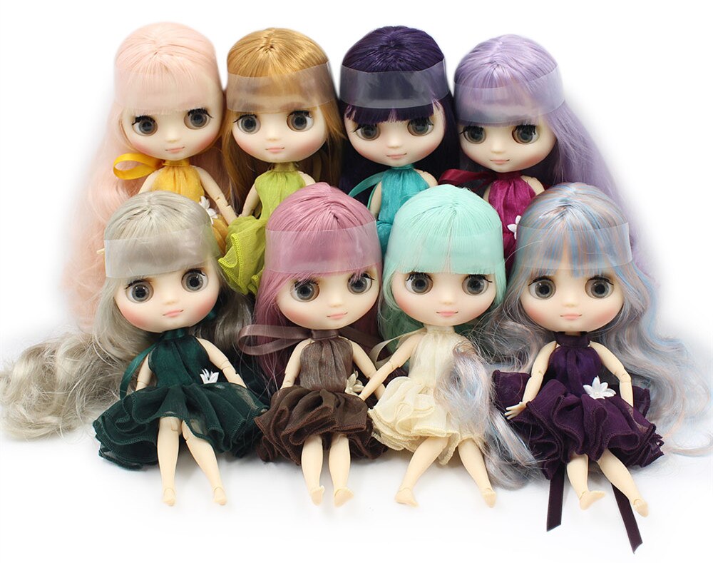Colorful Hair Middle Blyth Doll with Frosted Face