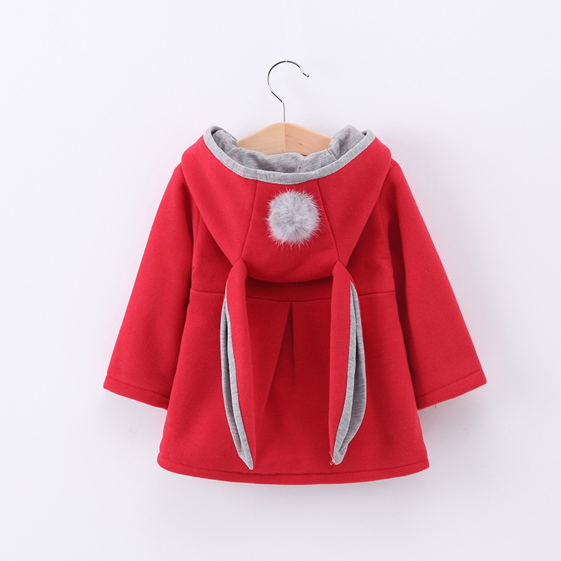 Girl's Bunny Ears Plush Pom Pom Coat Girl's Bunny Ears Plush Pom Pom Coat