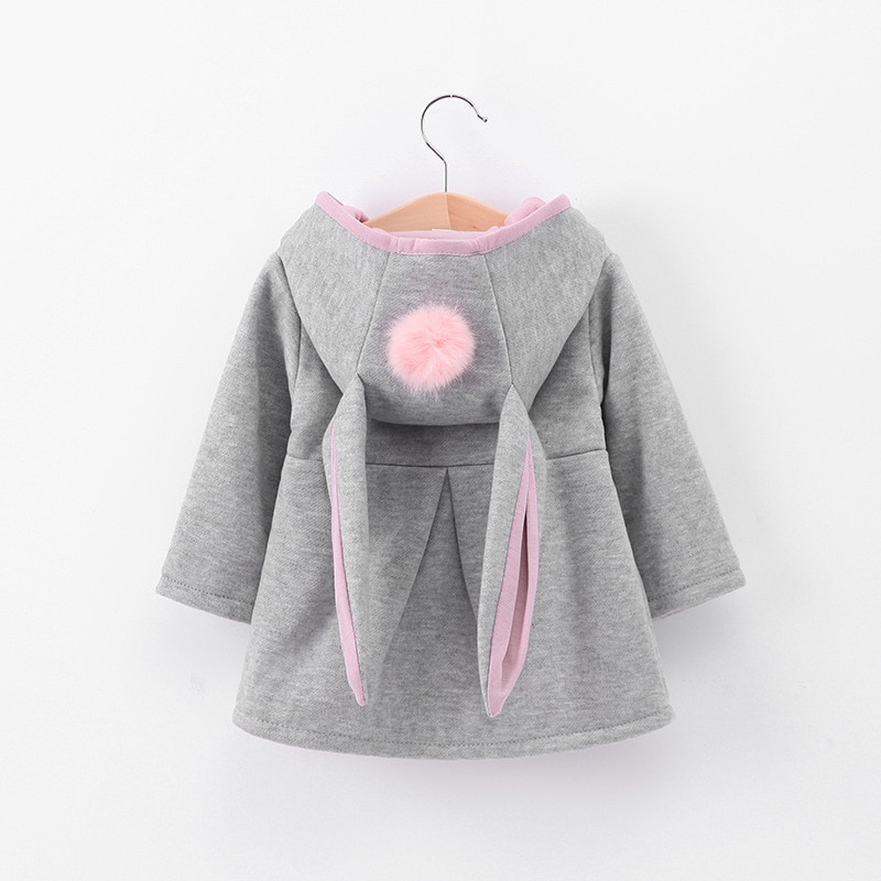Girl's Bunny Ears Plush Pom Pom Coat Girl's Bunny Ears Plush Pom Pom Coat
