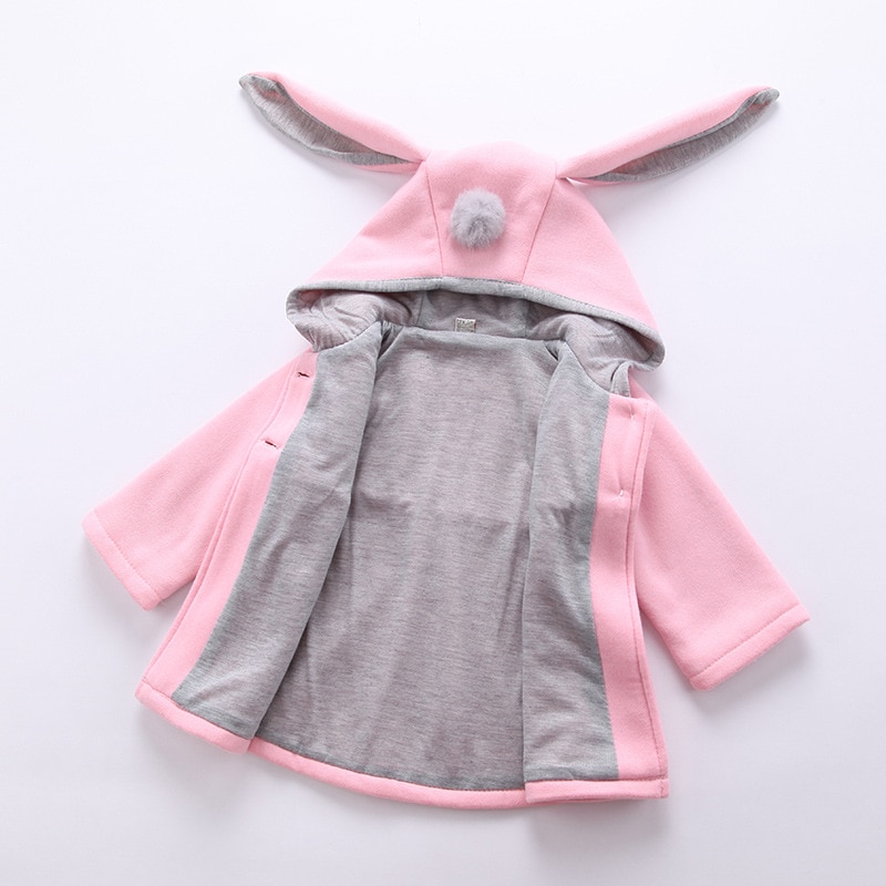 Girl's Bunny Ears Plush Pom Pom Coat Girl's Bunny Ears Plush Pom Pom Coat