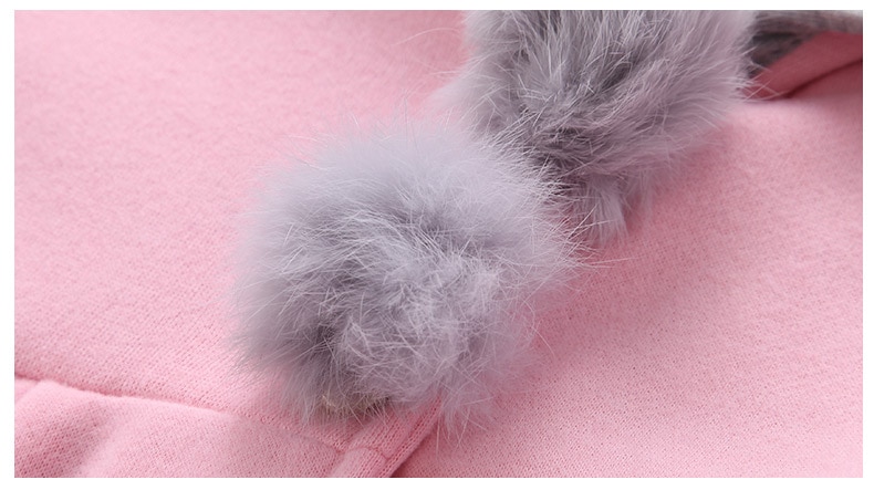 Girl's Bunny Ears Plush Pom Pom Coat Girl's Bunny Ears Plush Pom Pom Coat