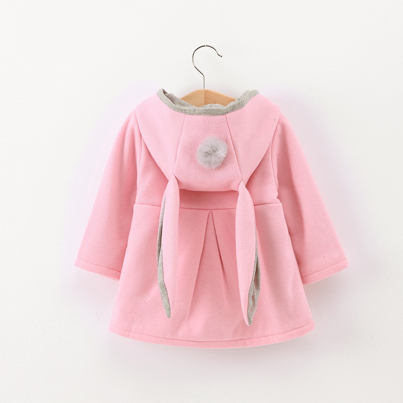 Girl's Bunny Ears Plush Pom Pom Coat Girl's Bunny Ears Plush Pom Pom Coat