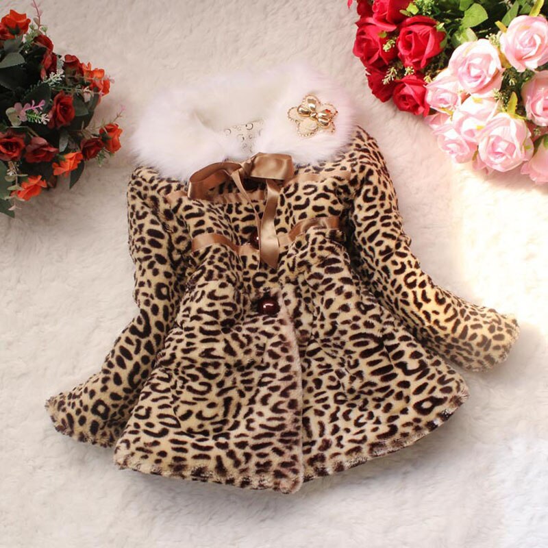 Girl's Leopard Print Plush Coat